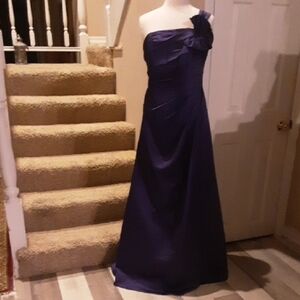 David's Bridal One-Shoulder Purple Gown